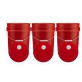 3pk Red 5 Buckets with Easy Pour Lids 5gal