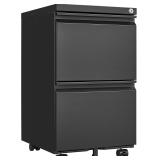 2-Drawer Filing Cabinet with Lock, Black