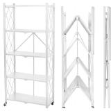 5-Tier Foldable Metal Rack with Wheels