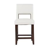 24in Edison White Counter Stool with Leather