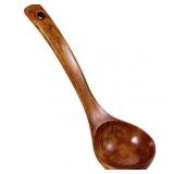 Long Handle Wooden Ladle Teak Spoon 11x3in