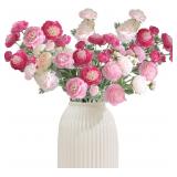 20pc Silk Peony & Rose Flowers Bouquet