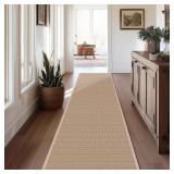 10ft Natural Jute Hallway Runner Rug, Non Slip