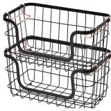 2ct Stackable Metal Wire Basket 12.2x6.4x5.6in