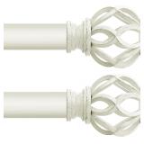 2pk TVWOO White Curtain Rods 18-45in