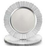 12pk Line Silver Charger Plates Reusable 13in