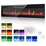 60in Electric Fireplace w/Remote 60x17x14.1in