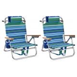 2pk Folding Beach Chairs 300Lbs Capacity