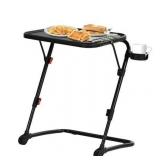 Adjustable TV Tray Table w/Cup Holder 19.2-28.09in