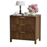23x16x23in Walnut Fluted Nightstand 3-Drawer