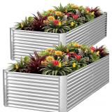 2pc Tall Galvanized Raised Garden Bed 6x3ft