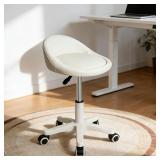 Rolling Stool Chair with Backrest, Beige