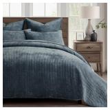 3pc Full/Queen EverGrace Velvet Quilt Set 90x92in