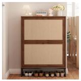 34.7x25.6x6.7in Wooden Shoe Storage Cabinet