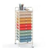 Costway 10-Drawer Rolling Storage Cart Macaron