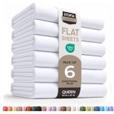 6pk Queen Utopia Bedding Flat Sheets