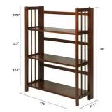 3-Shelf Folding Bookcase 38x27.5x11.5in