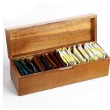 Wooden Tea Bag Storage Box 12.2x4.1x3.85in