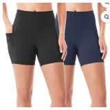 2pk Women's 3XL Bike Shorts, Black/Blue