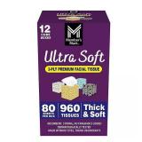 960ct Members Mark 3-Ply Tissues, 12 Cube Boxes