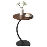 Small Round End Table, Rustic Brown