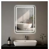 Wall Mounted LED Bathroom Mirror, 16x24in