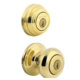 Juno Polished Brass Door Knob & Deadbolt