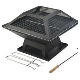 Firepit Charcoal BBQ Grill 18.5x18.5x12in