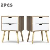 2pk Double Drawers Nightstand 23x16x14in