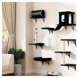 NUNU LAB 7-in-1 Cat Wall Shelves Set, Black