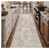PureCozy Runner Rug Beige Indoor Carpet 2x8ft