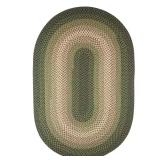Pioneer Green Oval Braided Rug, 8x11ft
