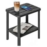 2-Tier Outdoor Side Table 16.3x12.4in
