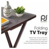5pk Folding TV Trays with Rack Espresso