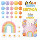 38pc Rainbow Cake Topper: Daisy Balls & Pastel