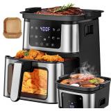 2-in-1 Air Fryer Grill Combo, 7.5 Qt, Black