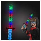 3pc LED Blue Pixel Sword 11in