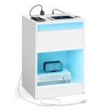 Nightstand w/Charging Station & LED 21.7x15.7in