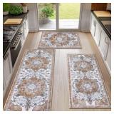 3pc Boho Kitchen Rugs Runner Mat Set