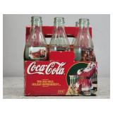 6pk Vintage Christmas Coke Glass Bottles 1997
