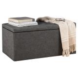 30in Grey Storage Ottoman Bench