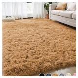 Nefoso Shag Area Rug Light Brown 8x10ft