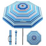 7.5ft Beach Umbrella: Windproof & Sand Anchor