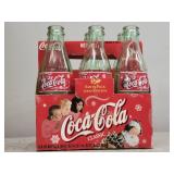6pk Vintage Christmas Coke Glass Bottles 2000