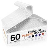 50pk HOUSE DAY White Plastic Hangers