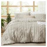 3pc Full Bedsure Embroidered Linen Comforter Set