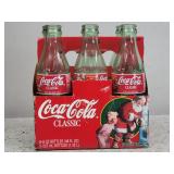 6pk Vintage Christmas Coke Glass Bottles 1998