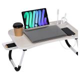 23.6in Bed Desk with USB Fan LED White