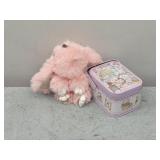 Plush Bunny Keychain w/Storage Tin 4x3x2.5in