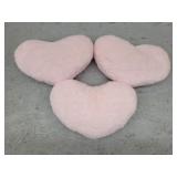 3pk Pink Heart Pillows, 12in